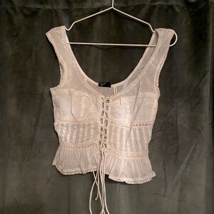 ASOS design white tie front top, size small